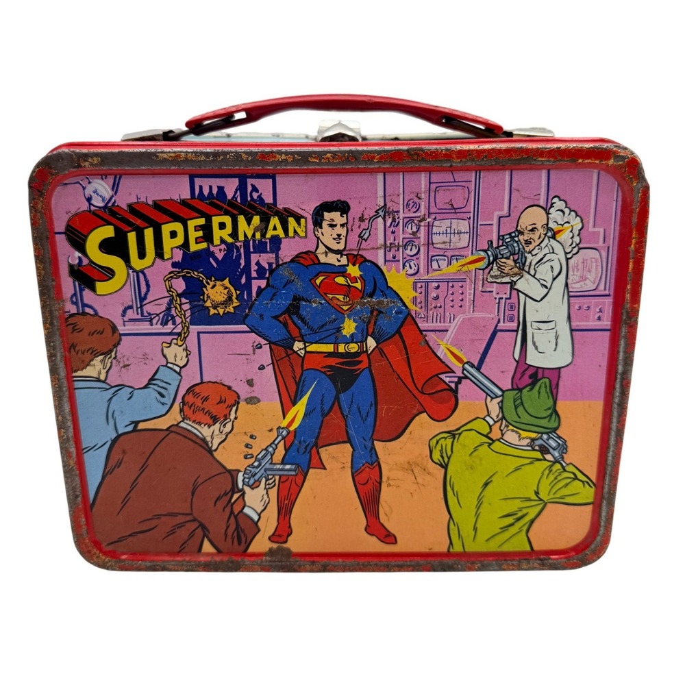 Vintage Superman Lunch Box Vintage 1967 DC Comics Metal Red Retro Marvel Rare